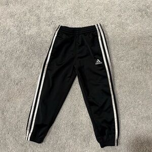 Adidas Kids Black Joggers with White Stripes
